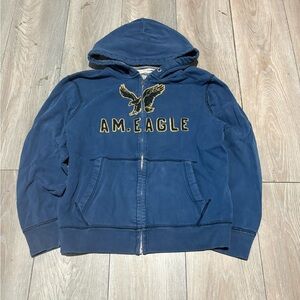 Vintage Men’s Y2K Blue American Eagle Zip Up Sweater Size Large